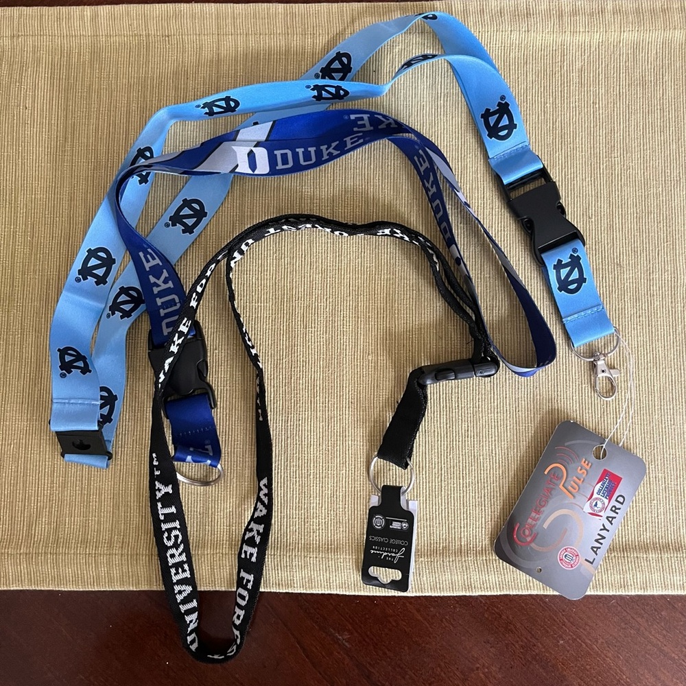 College BUNDLE ~ 3 College Landyards ~ DUKE, UNC, Wake Forest ~NWT